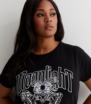 New Look Curves Black Moonlight Butterfly Logo Oversized T-Shirt
